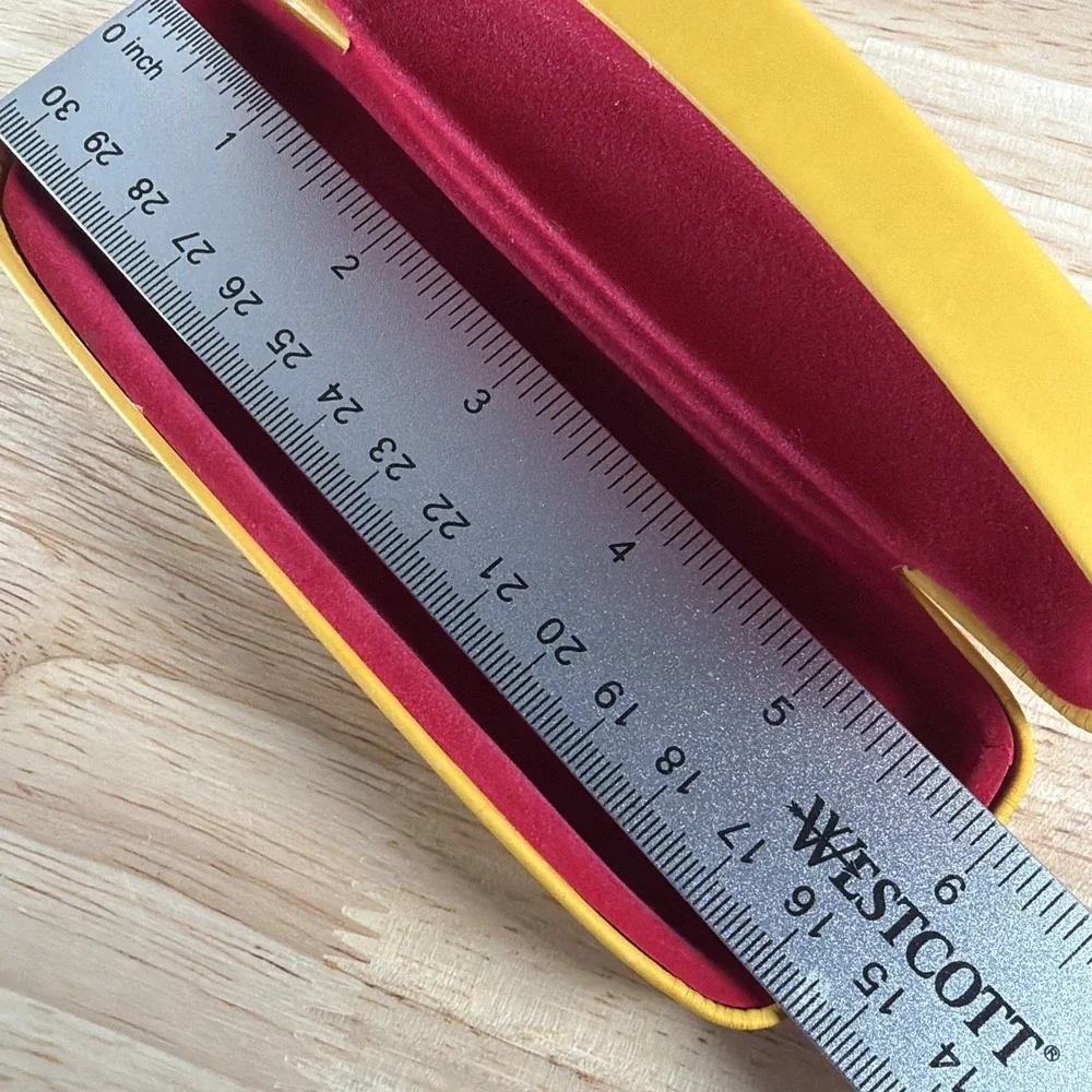 RAY-BAN Eyeglass Sunglass Case Hard Shell Vibrant YELLOW Flip Top Red Interior